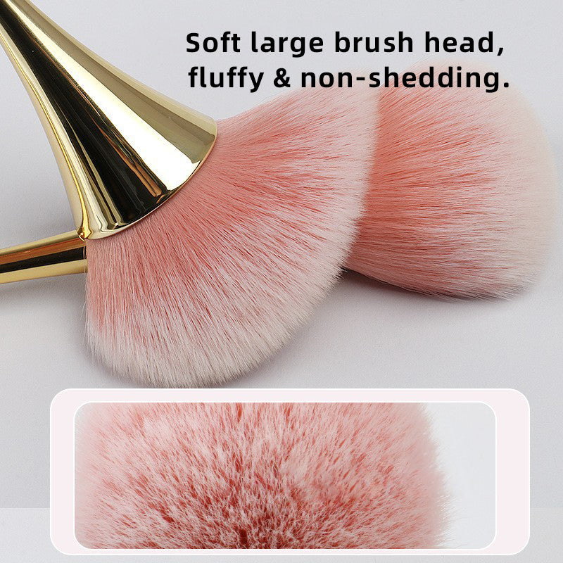 High-Quality Flat Angular Blush Makeup Brush Plastic Handle Fiber Bristles Big Soft Face Foundation Blusher