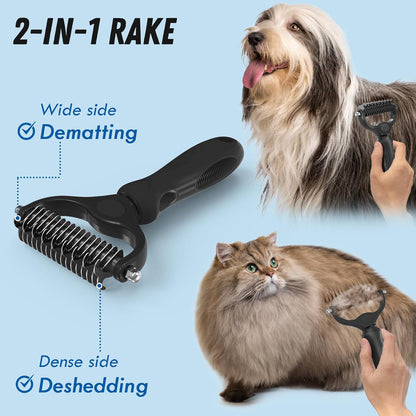 BristleHub 2-Piece Pet Grooming & Deshedding Brush Set for Dogs & Cats
