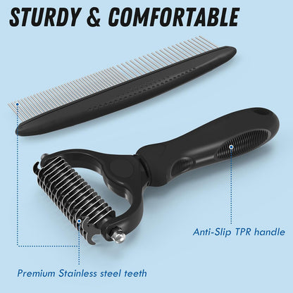 BristleHub 2-Piece Pet Grooming & Deshedding Brush Set for Dogs & Cats