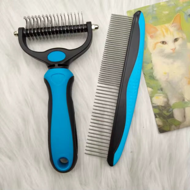 BristleHub 2-Piece Pet Grooming & Deshedding Brush Set for Dogs & Cats