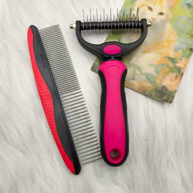 BristleHub 2-Piece Pet Grooming & Deshedding Brush Set for Dogs & Cats