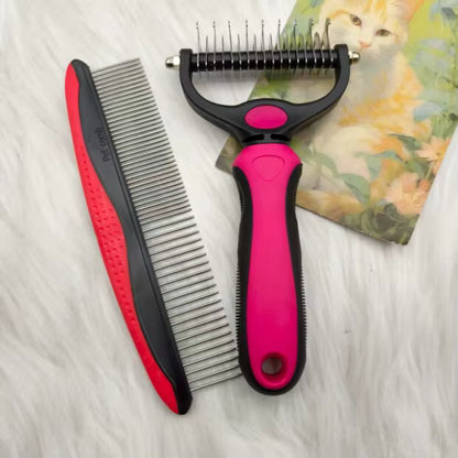 BristleHub 2-Piece Pet Grooming & Deshedding Brush Set for Dogs & Cats